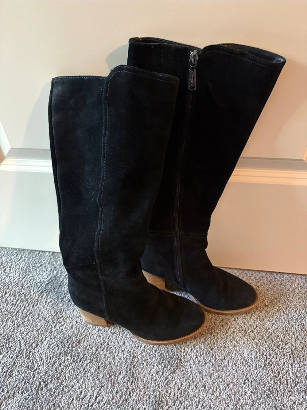 Blondo Black Suede Tall Zip Boots
